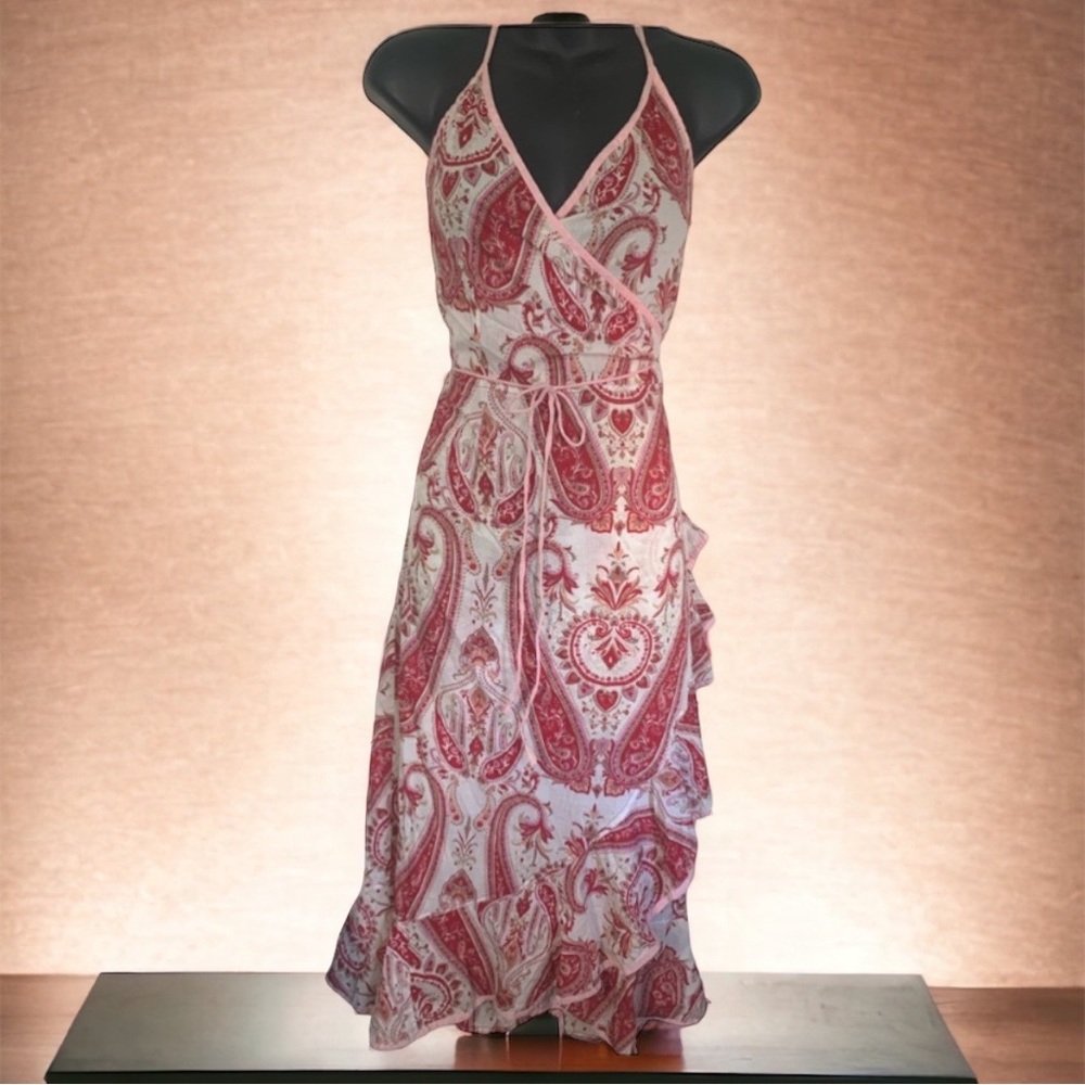 Boho Peace Angel Tree of Life Gypsy Ruffle Dress Sz large - Picture 1 of 2